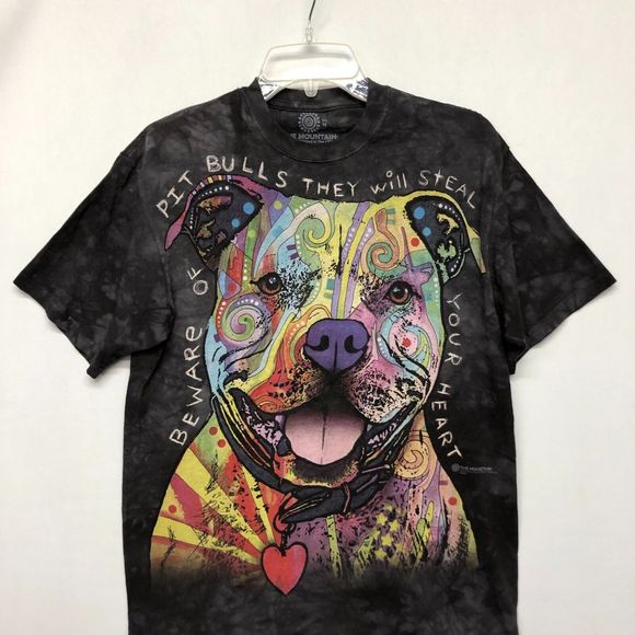 The Mountain Adult Graphic Tee T-Shirt Size Medium Pit Bulls Dog B237 -4 - Picture 7 of 11
